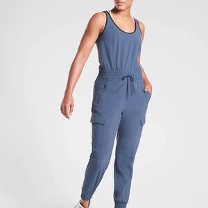 Athleta Slate-Blue Sleeveless Cargo Jumpsuit XSmall